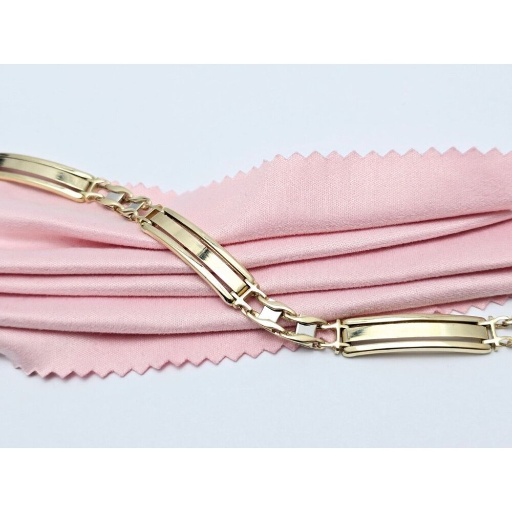 14K Two Tone Multi Color Gold ID Style Custom Link Chain Bracelet - 8.25" Length